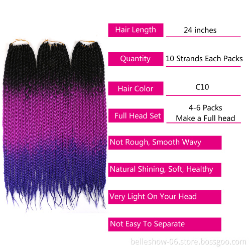 Hot sell 24 inch  wholesale crochet braiding hair synthetic hair extension senegalese twist ombre box braids